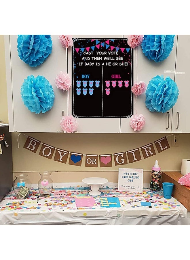 CLENEA Baby Gender Reveal Board, Party Supplies Kit with Decorations, Games Gender Reveal Voting Poster Board with Stickers, Chalkboard Design Party Games Kit - Image 2